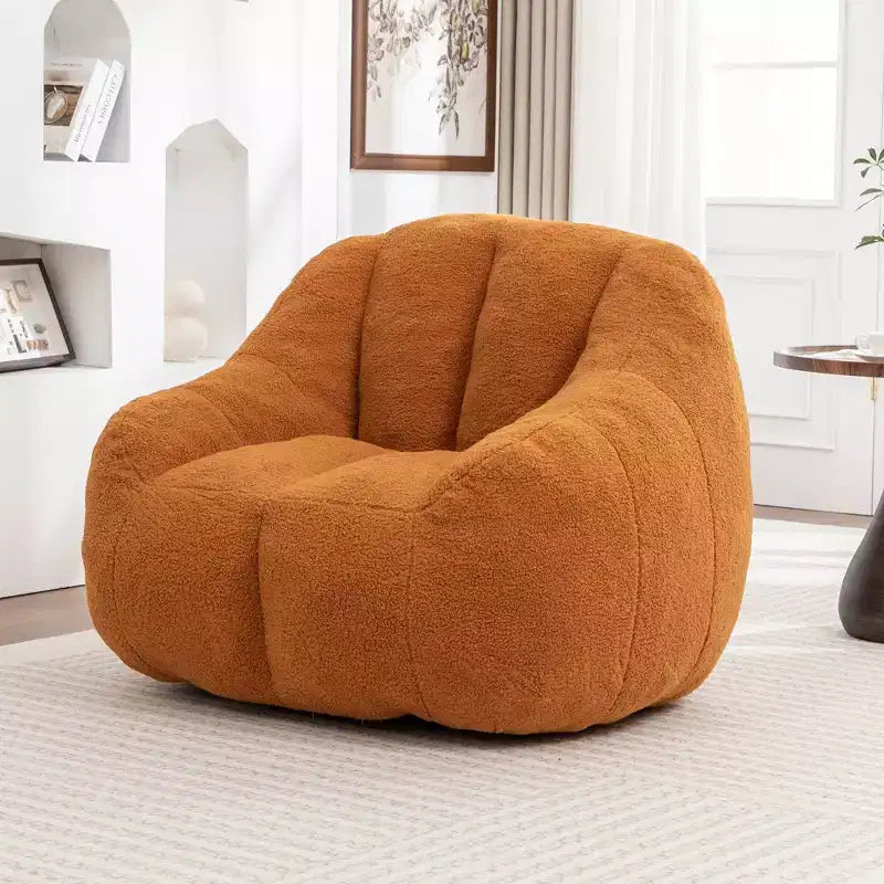 Fauteuil de relaxation FurnitureR en tissu doux Teddy, fauteuil d'appoint moelleux de forme arrondie pour salon, chambre ou coin lecture