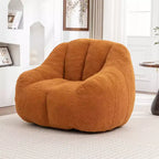 Fauteuil de relaxation FurnitureR en tissu doux Teddy, fauteuil d'appoint moelleux de forme arrondie pour salon, chambre ou coin lecture