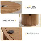 Table à manger ronde Dyonery de 90 cm en bois, Table à manger de cuisine rainurée, Table à manger ronde avec base de rangement, Ronde