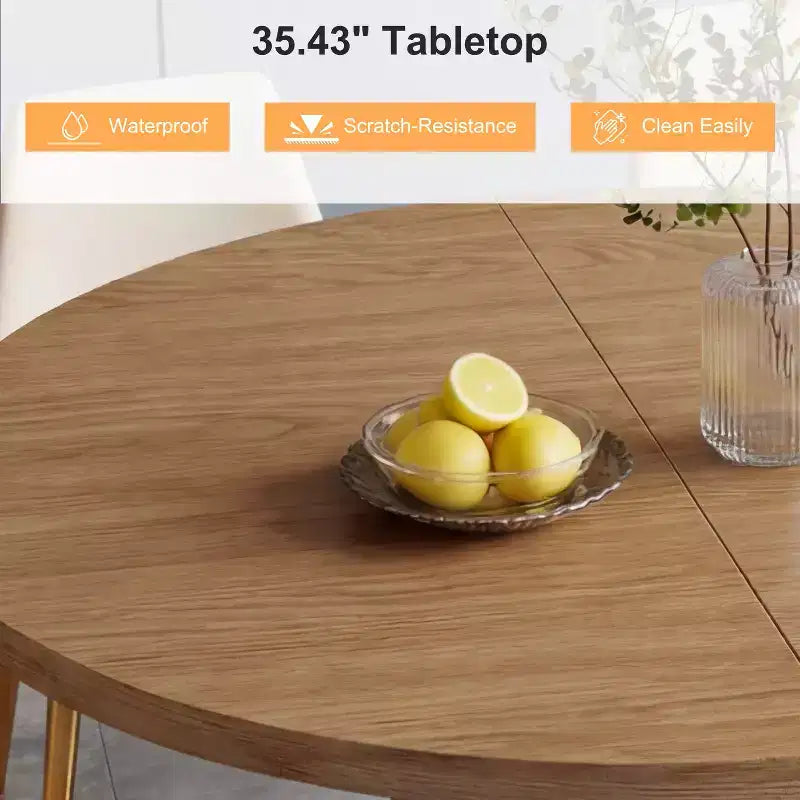 Table à manger ronde Dyonery de 90 cm en bois, Table à manger de cuisine rainurée, Table à manger ronde avec base de rangement, Ronde
