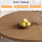 Table à manger ronde Dyonery de 90 cm en bois, Table à manger de cuisine rainurée, Table à manger ronde avec base de rangement, Ronde