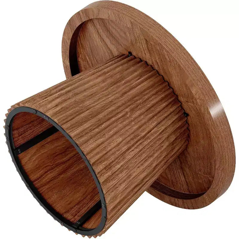 Lantine 31,5 – Petites tables basses rondes avec base en tambour cannelé, table d'appoint de style ferme pour salon, appartement, petits espaces