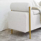 Banc de rangement GDFStudio Beryl de 112 cm avec accoudoirs cylindriques et pieds dorés