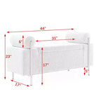 Banc de rangement GDFStudio Beryl de 112 cm avec accoudoirs cylindriques et pieds dorés