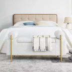 GDFStudio Beryl 44'' Storage Bench with Cylindrical Armrests and Gilded Legs