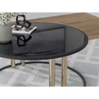 Signature Design by Ashley Hannerly, ensemble de tables occasionnelles, table basse et 2 tables d'appoint, verre noir avec métal doré