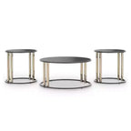 Signature Design by Ashley Hannerly, ensemble de tables occasionnelles, table basse et 2 tables d'appoint, verre noir avec métal doré