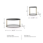 Signature Design by Ashley Hannerly, ensemble de tables occasionnelles, table basse et 2 tables d'appoint, verre noir avec métal doré