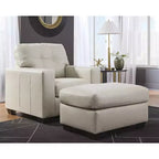 Signature Design by Ashley Santorine Ottoman, coussin en cuir véritable, gris os