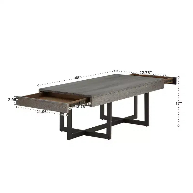 Table basse 2 tiroirs Eldersley - Grise - iNSPIRE Q