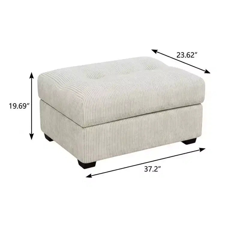 HomeRoots Pouf capitonné en velours côtelé beige et noir de 37 pouces
