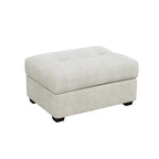 HomeRoots Pouf capitonné en velours côtelé beige et noir de 37 pouces