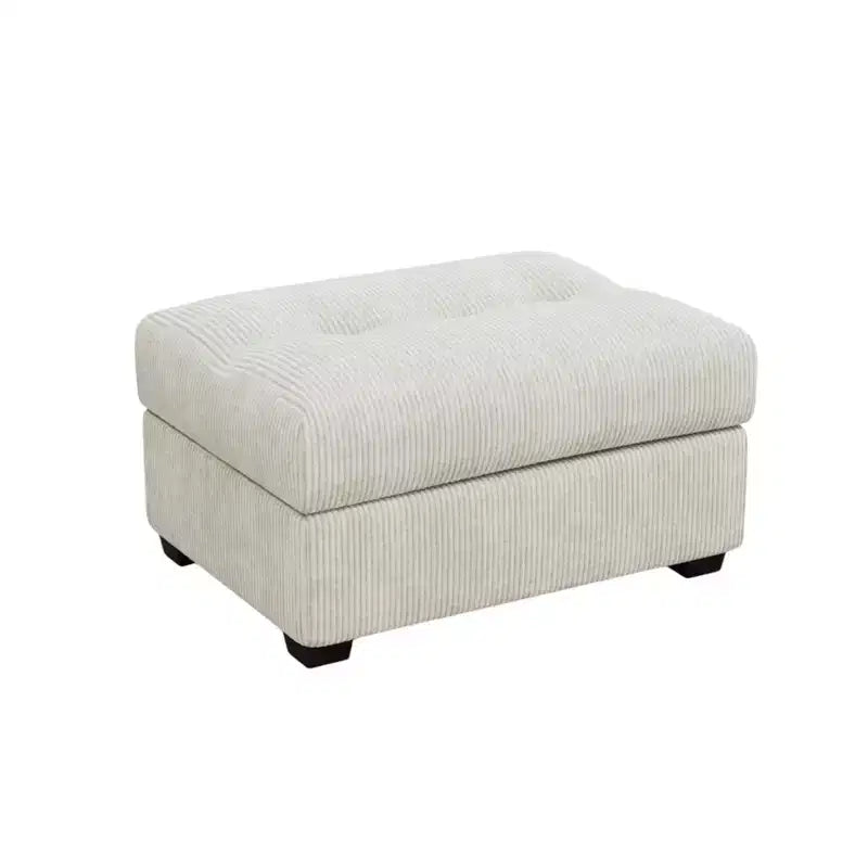 HomeRoots Pouf capitonné en velours côtelé beige et noir de 37 pouces