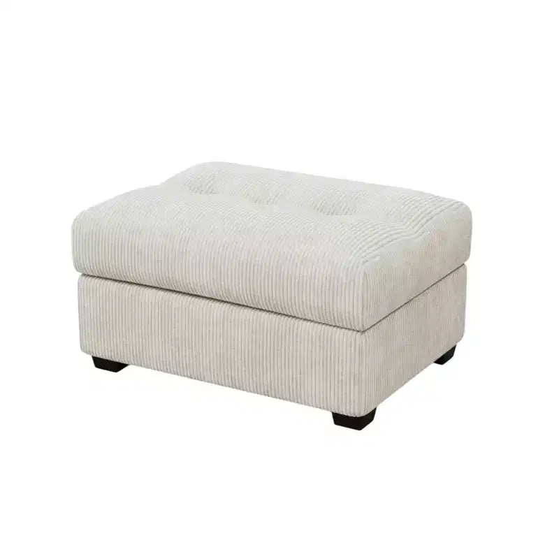 HomeRoots Pouf capitonné en velours côtelé beige et noir de 37 pouces