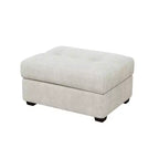 HomeRoots Pouf capitonné en velours côtelé beige et noir de 37 pouces