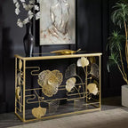 Console et miroir Hunters Gold Finish Peony and Ginkgo - Or/Miroir - iNSPIRE Q