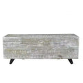 HomeRoots 46 Gray and Black Distressed Solid Wood Storage Bench with Flip Top