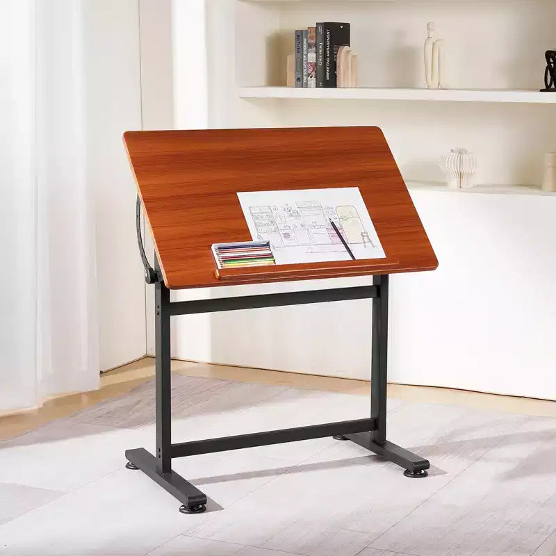 VEVOR Table à Dessin, Bureau de Dessin Inclinable Réglable 0-90°, Table d'Artiste Portable avec Cadre en H Noir et Plateau Marron, Noir et Marron