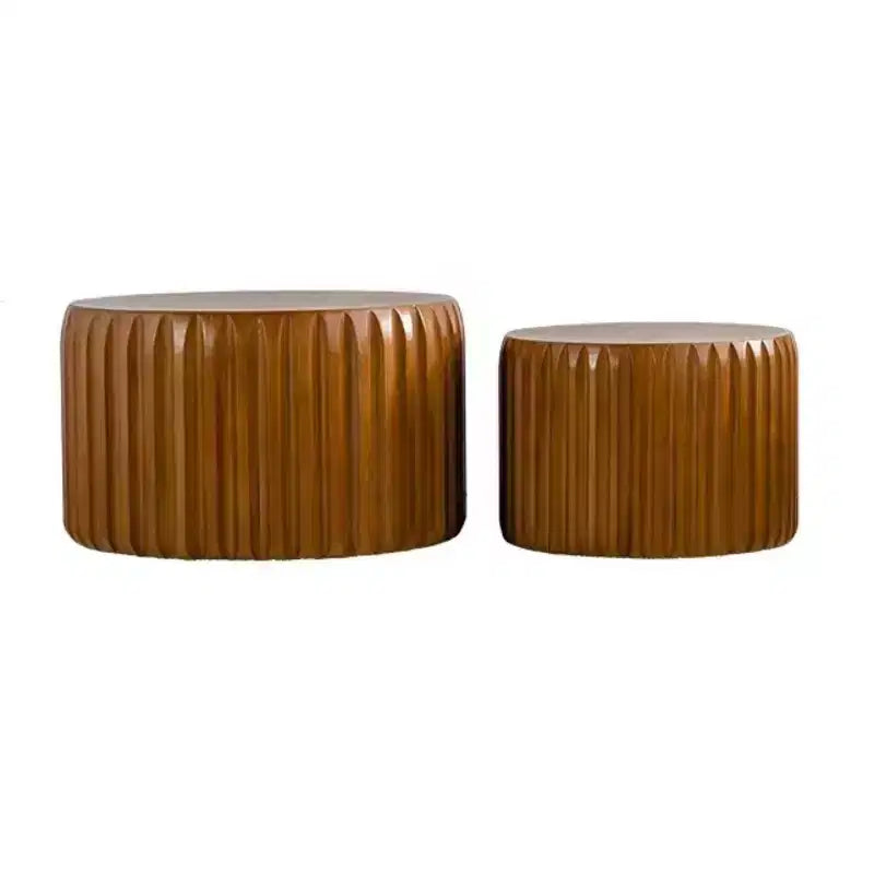 GDFStudio Philippa Tables basses gigognes rondes cannelées en bois style milieu du siècle (lot de 2)