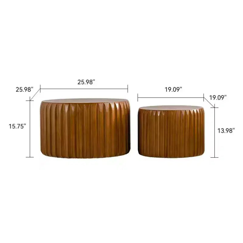 GDFStudio Philippa Tables basses gigognes rondes cannelées en bois style milieu du siècle (lot de 2)