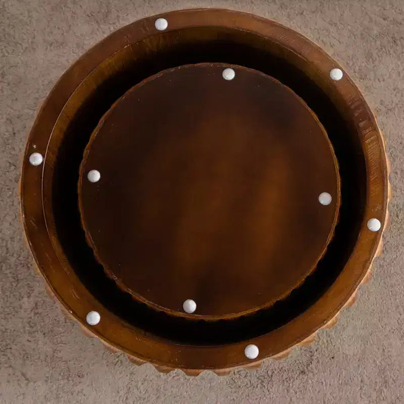 GDFStudio Philippa Tables basses gigognes rondes cannelées en bois style milieu du siècle (lot de 2)