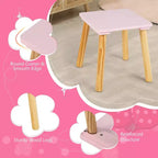 BALHAM TRADE-Coiffeuse pour enfants avec vrai miroir ovale en bois et tabouret