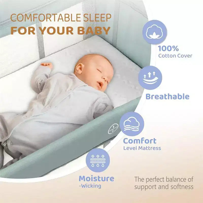 Lit Cododo Bébé 3-en-1 Karl Home, Vert, avec Matelas et Drap