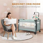 Lit Cododo Bébé 3-en-1 Karl Home, Vert, avec Matelas et Drap