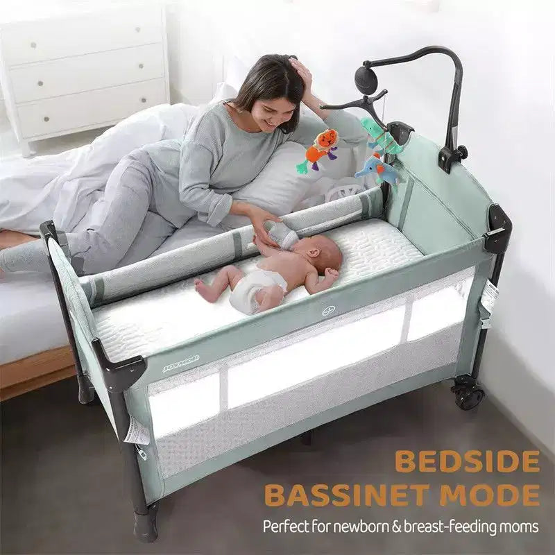 Lit Cododo Bébé 3-en-1 Karl Home, Vert, avec Matelas et Drap