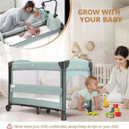 Lit Cododo Bébé 3-en-1 Karl Home, Vert, avec Matelas et Drap