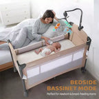Karl Home Lit bébé 3 en 1, Cododo, Beige, avec matelas et drap