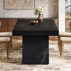 Table à manger rectangulaire Lantine de 55 pouces, style campagnard, noire avec double piédestal pour 4 à 6 personnes, meuble en bois pour salle à manger, petit espace