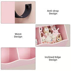 Meuble de rangement pour jouets, 2 sets d'étagères 7 casiers pour enfants, en bois rose, avec 3 tiroirs, meuble de rangement 3 niveaux