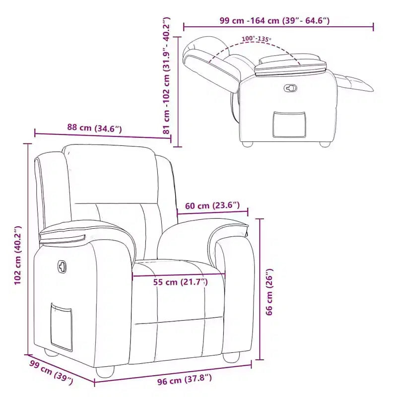 vidaXL Fauteuil inclinable électrique de massage en tissu