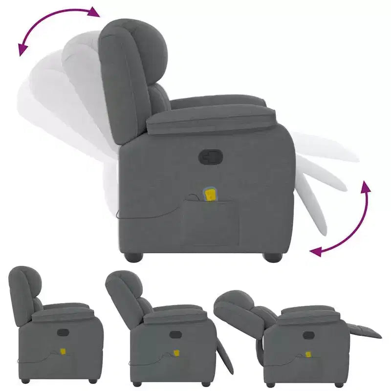 vidaXL Fauteuil inclinable électrique de massage en tissu