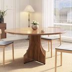 Table à manger ronde de 47 pouces pour 4 à 6 personnes, table de cuisine rustique en bois avec piédestal pour appartement et petite salle à manger