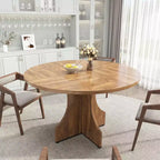 Table à manger ronde de 47 pouces pour 4 à 6 personnes, table de cuisine rustique en bois avec piédestal pour appartement et petite salle à manger