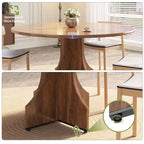 Table à manger ronde de 47 pouces pour 4 à 6 personnes, table de cuisine rustique en bois avec piédestal pour appartement et petite salle à manger