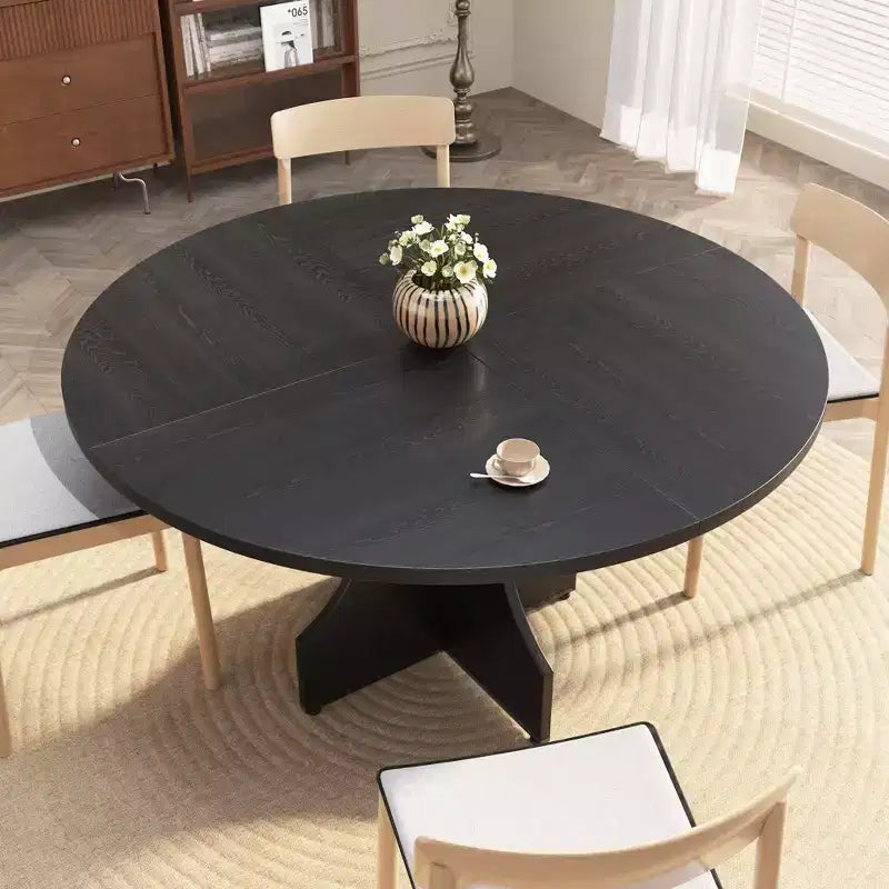 Table à manger ronde de 47 pouces pour 4 à 6 personnes, table de cuisine rustique en bois avec piédestal pour appartement et petite salle à manger