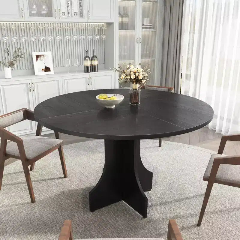 Table à manger ronde de 47 pouces pour 4 à 6 personnes, table de cuisine rustique en bois avec piédestal pour appartement et petite salle à manger