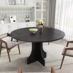 Table à manger ronde de 47 pouces pour 4 à 6 personnes, table de cuisine rustique en bois avec piédestal pour appartement et petite salle à manger