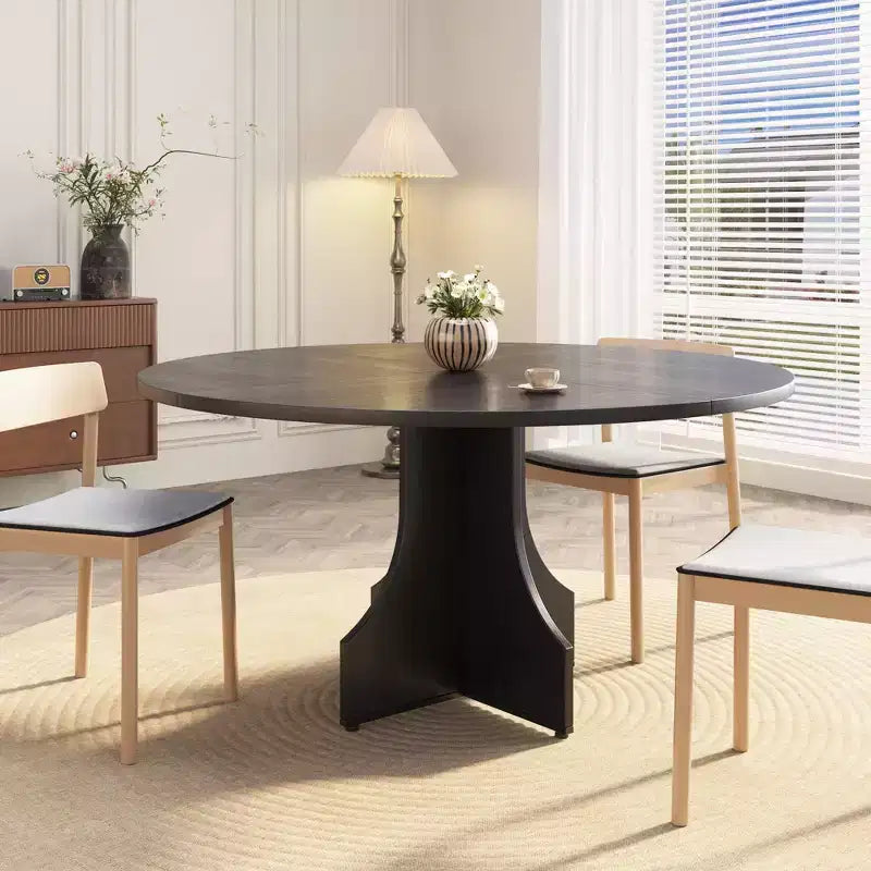 Table à manger ronde de 47 pouces pour 4 à 6 personnes, table de cuisine rustique en bois avec piédestal pour appartement et petite salle à manger