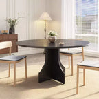 Table à manger ronde de 47 pouces pour 4 à 6 personnes, table de cuisine rustique en bois avec piédestal pour appartement et petite salle à manger