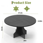 Table à manger ronde de 47 pouces pour 4 à 6 personnes, table de cuisine rustique en bois avec piédestal pour appartement et petite salle à manger