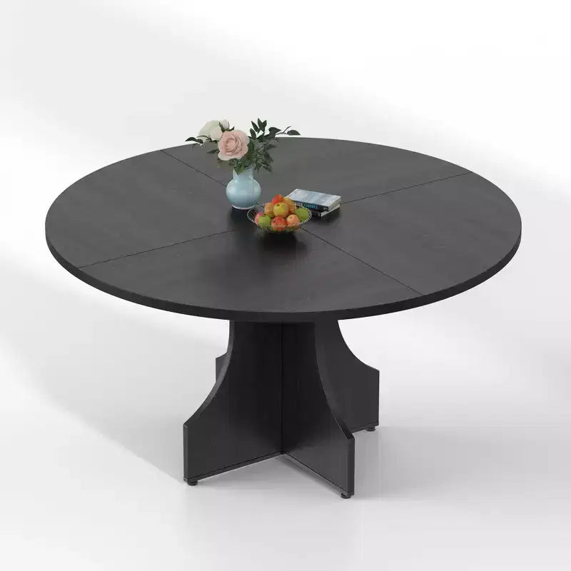 Table à manger ronde de 47 pouces pour 4 à 6 personnes, table de cuisine rustique en bois avec piédestal pour appartement et petite salle à manger
