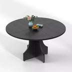 Table à manger ronde de 47 pouces pour 4 à 6 personnes, table de cuisine rustique en bois avec piédestal pour appartement et petite salle à manger