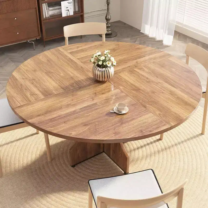 Table à manger ronde de 47 pouces pour 4 à 6 personnes, table de cuisine rustique en bois avec piédestal pour appartement et petite salle à manger