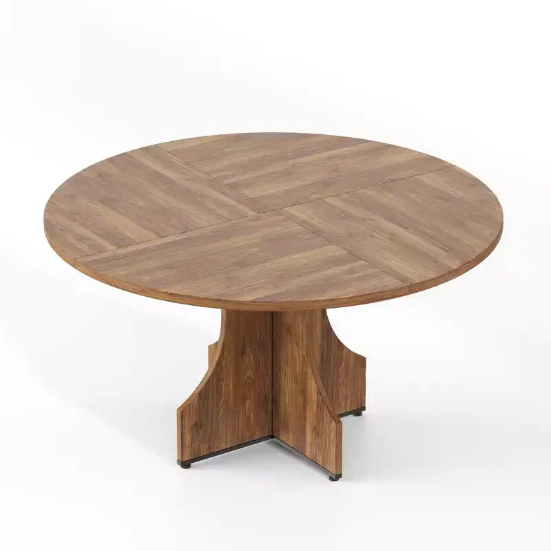 Table à manger ronde de 47 pouces pour 4 à 6 personnes, table de cuisine rustique en bois avec piédestal pour appartement et petite salle à manger