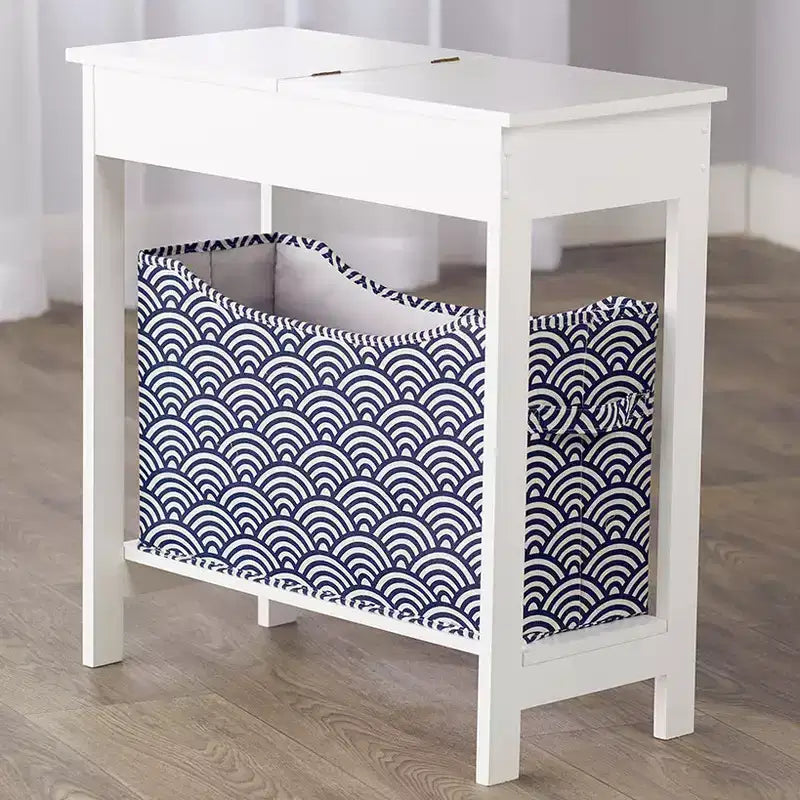 Table d'appoint étroite en bois avec plateau rabattable et bac de rangement en tissu The Lakeside Collection -