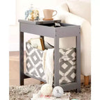 Table d'appoint étroite en bois avec plateau rabattable et bac de rangement en tissu The Lakeside Collection -